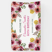 パープルエレガントブルゴーニュバラグリーンリー誕生日 横断幕 (縦)