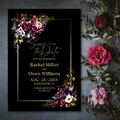 パープルエレガントブルゴーニュ黒フローラズ結婚ズ セーブザデート