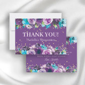 パープルエレガントブルーフローラキンセアニラ誕生日 サンキューカード