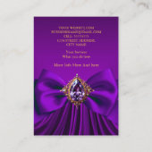 パープルエレガントプラム金ゴールドジュエルボウデザイン 名刺 (裏面)