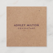 パープルエレガントプリントクラフトコンサルタント スクエア名刺 (正面)