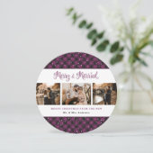 パープルエレガントプレイド新婚クリスマスカード シーズンカード (スタンド正面)