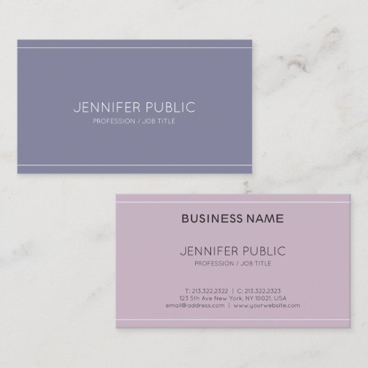 パープルエレガントプレーンモダンプロフェッショナルシック 名刺 (正面/裏面)