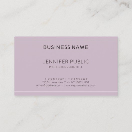 パープルエレガントプレーンモダンプロフェッショナルシック 名刺 (裏面)