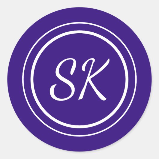 パープルエレガントプロフェッショナルモノグラムビジネス ラウンドシール (正面)