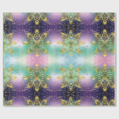 パープルエレガントホリデースノーフレークスクリスマス ラッピングペーパー (フラット)