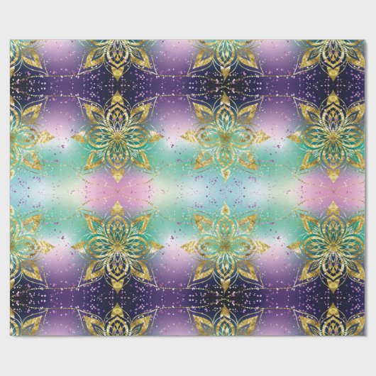 パープルエレガントホリデースノーフレークスクリスマス ラッピングペーパー (フラット)