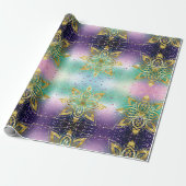 パープルエレガントホリデースノーフレークスクリスマス ラッピングペーパー (アンロールド)