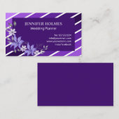 パープルエレガントホワイトストライプフローラ名刺 名刺 (正面/裏面)