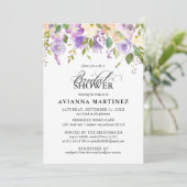 パープルエレガントホワイトフローラブライダルシャワー 招待状 (スタンド正面)