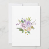 パープルエレガントホワイトフローラブライダルシャワー 招待状 (裏面)