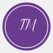 パープルエレガントホワイトモノグラムクラシックラウンドスティック ラウンドシール (正面)