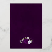 パープルエレガントボホシックウォーターカラーバラズ結婚 箔招待状 (裏面)