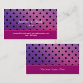 パープルエレガントポルカドッツビジネスカード。 名刺 (正面/裏面)
