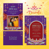 パープルエレガントマンダラディワリフェスティバルのライト 招待状