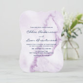 パープルエレガントマーブル結婚式招待状 招待状 (スタンド正面)