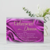 パープルエレガントミニマルのリハ結婚ーサルディナー 招待状 (スタンド正面)