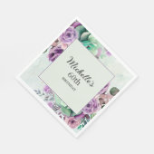 パープルエレガントミントグリーンフローラ60誕生日 スタンダードランチョンナプキン (角)