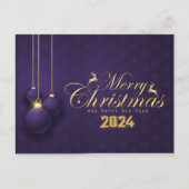 パープルエレガントメリークリスマスハッピーホリデー シーズンポストカード (正面)
