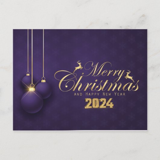 パープルエレガントメリークリスマスハッピーホリデー シーズンポストカード (正面)