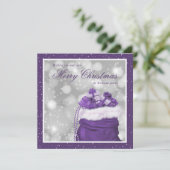 パープルエレガントメリークリスマスホリデーカード シーズンカード (スタンド正面)