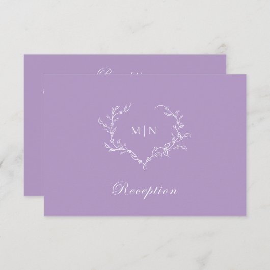 パープルエレガントモノグラム披露宴結婚ズ エンクロージャーカード (正面/裏面)