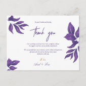 パープルエレガントユーカリ結婚の感謝 ポストカード (正面)