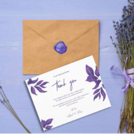 パープルエレガントユーカリ結婚の感謝 ポストカード