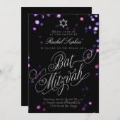 パープルエレガントライトこうもりミズバ招待状 招待状 (正面/裏面)