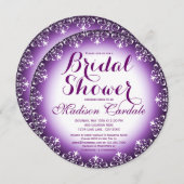 パープルエレガントラウンドブライダルシャワー招待状 招待状 (正面/裏面)