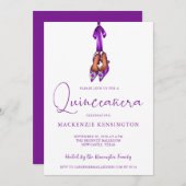 パープルエレガントラックス王室のハイヒールクインセアニェラ 招待状 (正面/裏面)