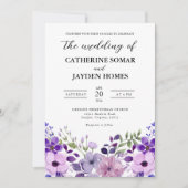 パープルエレガントラブ結婚式招待状 招待状 (正面)