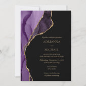 パープルエレガントラベンダーアゲート結婚式招待状 招待状 (正面)