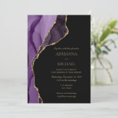 パープルエレガントラベンダーアゲート結婚式招待状 招待状 (スタンド正面)