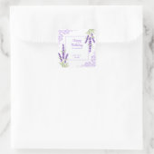 パープルエレガントラベンダーアンティークフレーム誕生日 スクエアシール (バッグ)