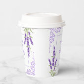 パープルエレガントラベンダーアンティークフレーム誕生日 紙コップ (左)