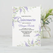 パープルエレガントラベンダーフローラキンセアニェラ招待状 招待状 (スタンド正面)