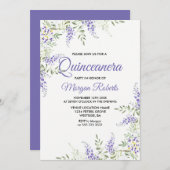 パープルエレガントラベンダーフローラキンセアニェラ招待状 招待状 (正面/裏面)