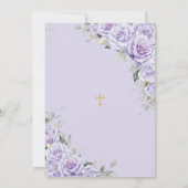 パープルエレガントラベンダーフローラバプテスマ《キリスト教》洗礼式や命名式 招待状 (裏面)