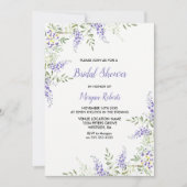 パープルエレガントラベンダーフローラブライダルシャワー 招待状 (正面)