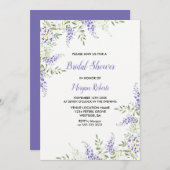 パープルエレガントラベンダーフローラブライダルシャワー 招待状 (正面/裏面)