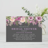 パープルエレガントラベンダーフローラブライダルシャワー 招待状 (スタンド正面)