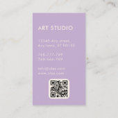パープルエレガントラベンダーフローラルパターンQRコード 名刺 (裏面)