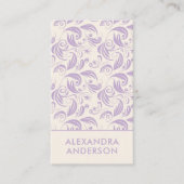 パープルエレガントラベンダーフローラルパターンQRコード 名刺 (正面)