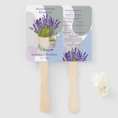 パープルエレガントラベンダーフローラ結婚式 プログラム ハンドファン (正面&裏面)