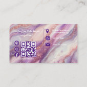 パープルエレガントラベンダーマーブルアゲートグリッター静脈 名刺 (裏面)
