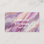 パープルエレガントラベンダーマーブルアゲートグリッター静脈 名刺 (正面)