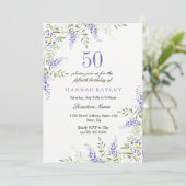 パープルエレガントラベンダー50番目の誕生日招待状 招待状 (スタンド正面)