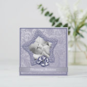 パープルエレガントラベンダー《キリスト教》洗礼式や命名式 招待状 (スタンド正面)