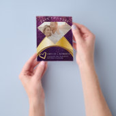 パープルエレガントリングや輪日付のフォトカードを保存 チラシ (手)